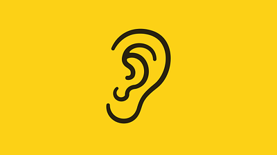 Please listen 2d design ear flat illustration listen vector