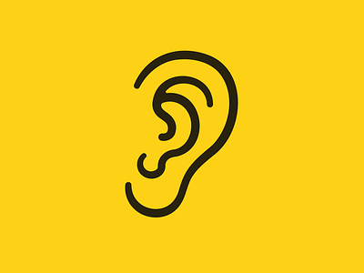 Please listen 2d design ear flat illustration listen vector