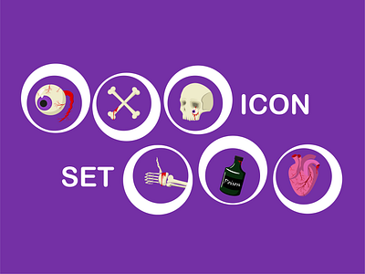 Icon set Parts of death blood bone design detailed icons eye graphic design heart icon set icons illustration poison skull social media ui vector