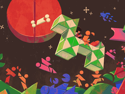 The Tangram World childhood colorful illustration night rubiks snake shape tangram