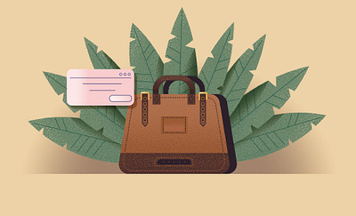 Bag Illustration bag brown green leaves illustration luggage vector