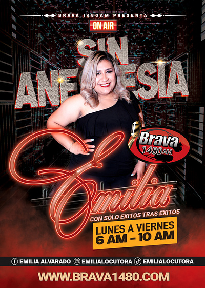 Brava 1480 AM flyer graphic design typography