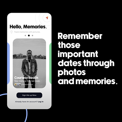 Hello Memories. 3d app design ui ux