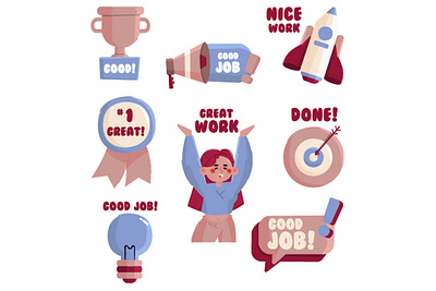 Good Job Stickers Illustration business career clipart employee illustration interview job office professional sticker vector work