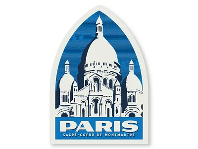 Paris Travel Sticker badge design illustration luggage label paris sacre coeur travel travel sticker