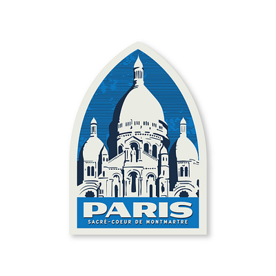 Paris Travel Sticker badge design illustration luggage label paris sacre coeur travel travel sticker