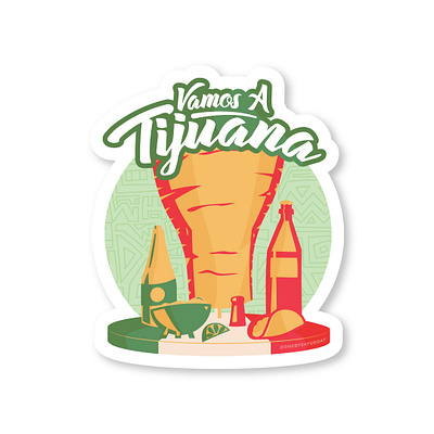 Vamo A Tijuana... for tacos adobada adventure badge design illustration luggage label pastor sticker taco stand tijuana mexico travel travel sticker