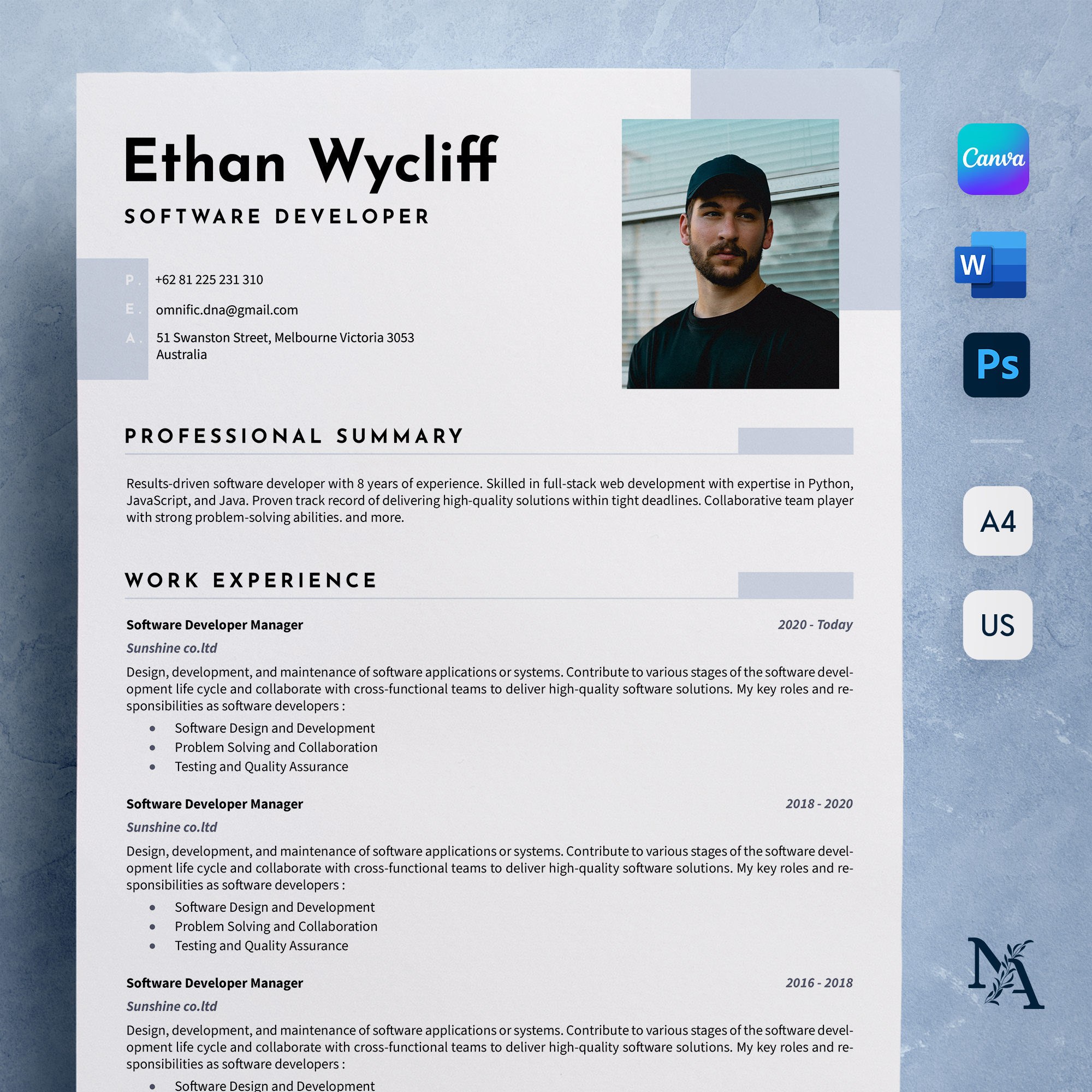ATS Bold Resume Template animation apple pages ats resume canva cover letter cv design design inspiration editable google docs graphic design lebenslauf modern modern resume professional professional resume resume resume templates word resume
