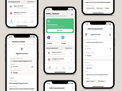 Savethepass - Password Manager Mobile App encryption information login manage manager mobile app password pastel personal save saver security ui design uiuxdesign vaulth