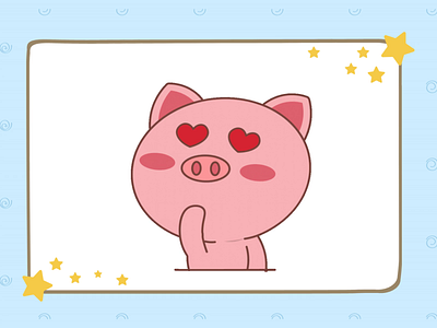 Pig Falling In Love 2d cartoon character animation animatedgif animation design graphic illustration pig
