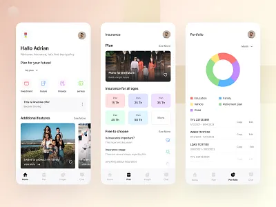 Insurance App | Exploration aplication app design documents finance gradient happy family health home illustration insurance mobile pension time policies policy supiyandi ui user interface ux website