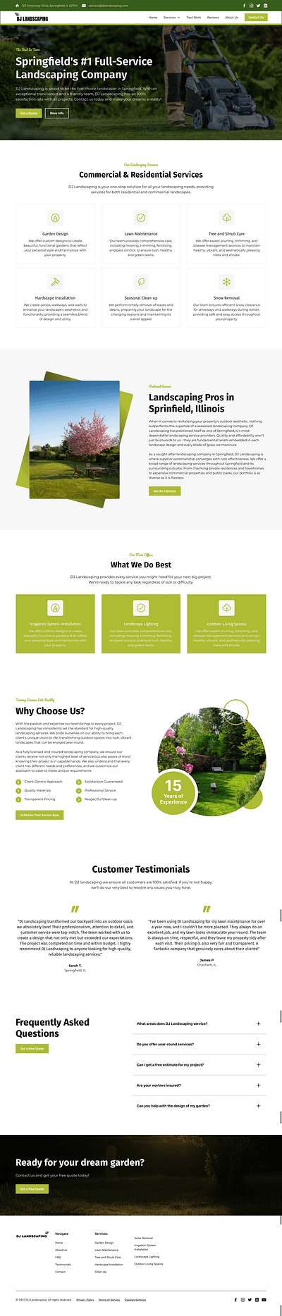 DJ Landscaping - Landscaping Service Home Page branding design graphic design ui web web design website website design