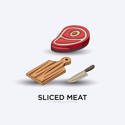 3D sliced ​​meat concept 3d branding design graphic design illustration meat sliced vector
