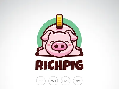 Rich Pig Logo apps logo cute pig logo money management logo money pig logo pig apps logo pig logo saving logo saving pig logo