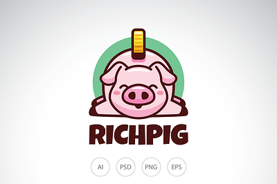 Rich Pig Logo apps logo cute pig logo money management logo money pig logo pig apps logo pig logo saving logo saving pig logo