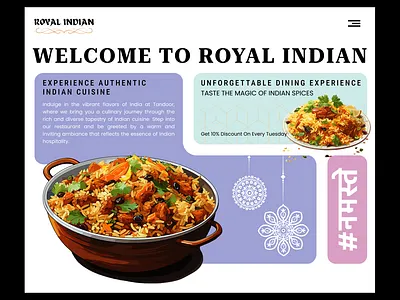 Royal Indian - Restaurant Homepage web design designer food food and bevarage food menu food ordering website food website indian landing page restaurant restaurant website trendy design ui ui ux uiux web webdesign website