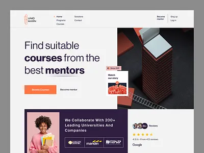 Uniq Marn - E learning Website asynchronous learning blended learning clean distance learning e learning education gamification landingpage lms microlearning mooc online learning ui ux virtual learning visualdesign website