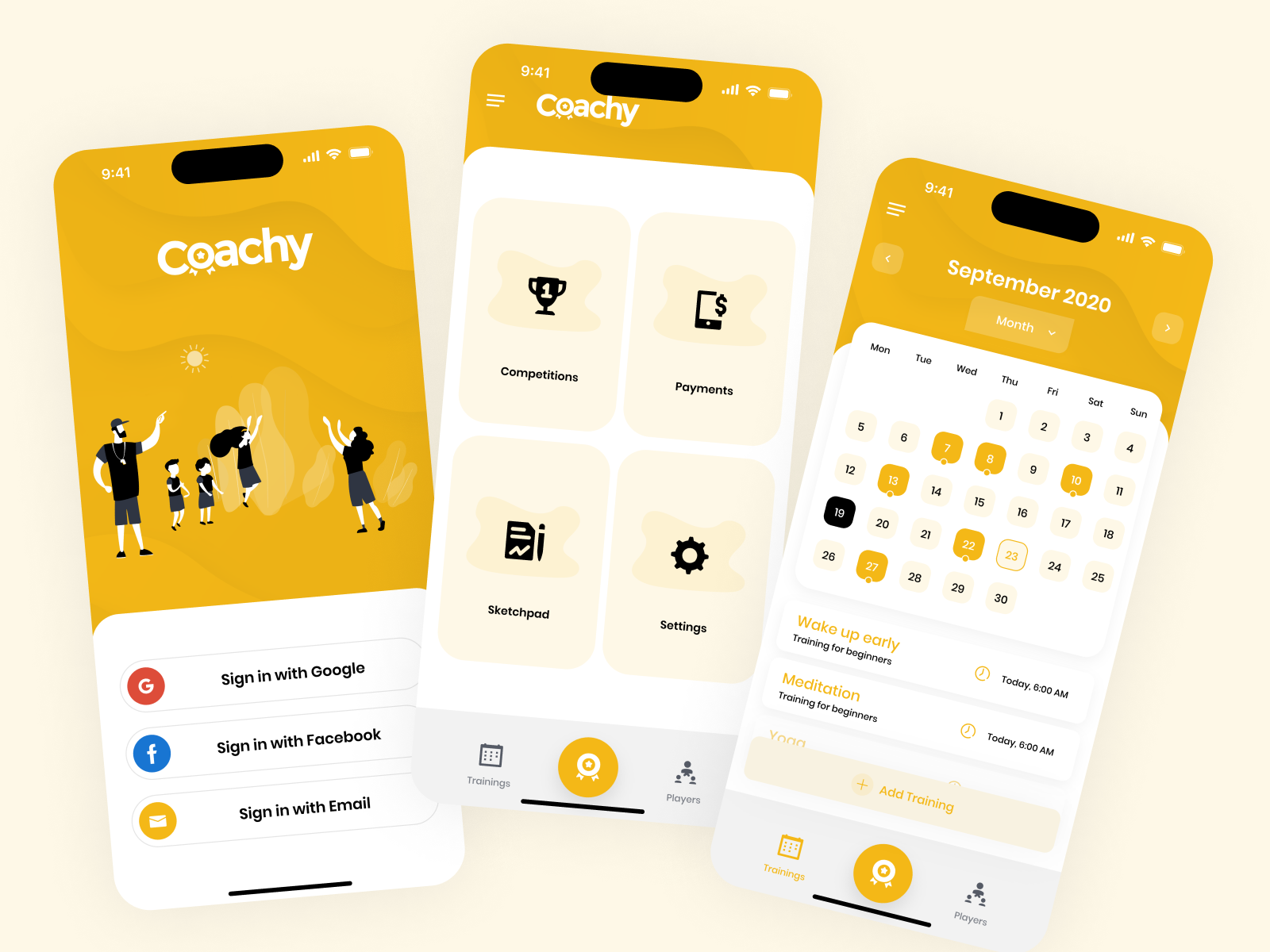 Sports Coaching Mobile App active lifestyle activity tracking app athlete clean coaching mobile app design fitness app football mobile mobile app design premier league product design schedule tracking social sport app sports app sports application ui user interface ux