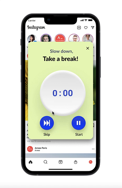 Timer for social media break app (Daily UI #014) animation beautiful ui clock countdowntimer dailyinspiration dailyui relaxation socialmedia ux design