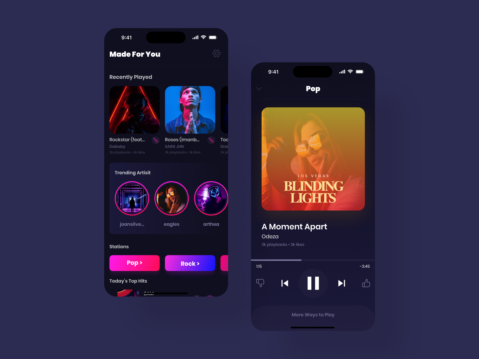 Music Player IOS App app ui design audio player clean ui design entertainment app mobile app modern app music music album music app music app ui music art music payer design music player music player app music streaming app playlist podcast app song trending design