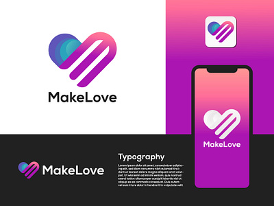 Make Love Letter M+Love Iconic Vector Logo branding creative design graphic design illustration logo logos love love icon m letter modern logo vector