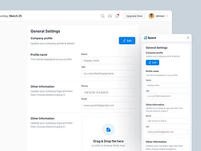 CRM - General Settings | Space Design System for SaaS clean design concept crm crm platform customer management dashboard minimal design product product design saas setting page setting ui dsign uiux design