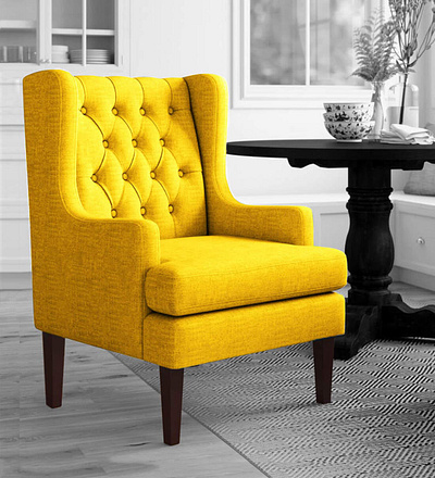 Buy Panas Fabric Wing Chair in Bold Yellow Colour at Pepperfry pepperfry