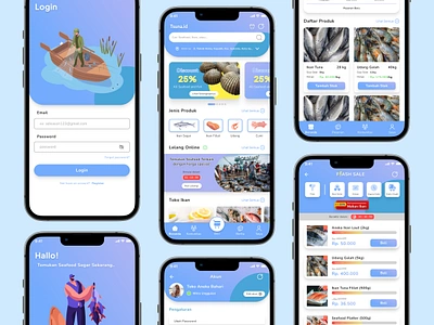 Seafood Marketplace Mobile App app culinaryjourney design food fooddeliveryapp freshcatches gastronomicadventure indonesia oceanbounty seafooddelights seafoodexperience seafoodmarketplaceapp sustainableseafood ui userfriendlyui ux