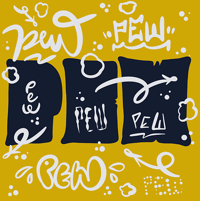 Pew Pew branding calligraphy design doodle drawing gaming graphic design handlettering illustration lettering logo pew playful sketch streaming twitch typography