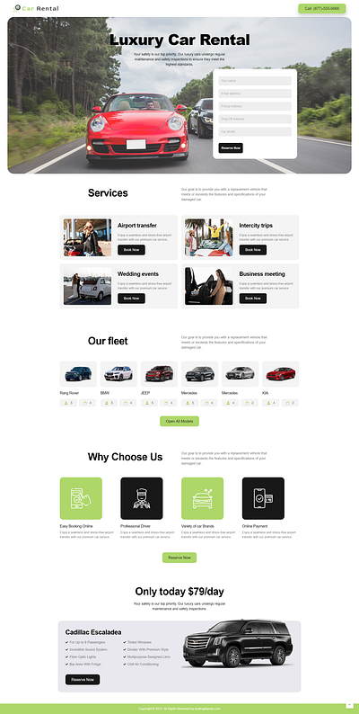 Morden Luxury Car Rental Service Lead Generation Landing Page landing page lead generation template wordpress