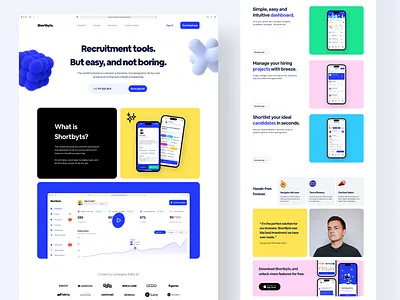 ShortBits Landing Page - #VisualExploration 3d 3d illustration app app design bold clean dashboard desktop header hero homepage hr landing page minimal mobile app recruitment ui ux web website