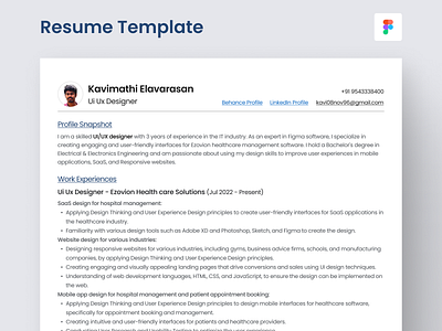 Resume Template cv graphic design invoice job print profile profile ui resume template ui