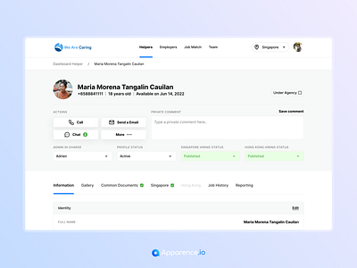 We Are Caring Dashboard - Helper's Profile product
