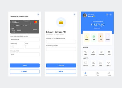 Mobile banking app app banking concept ui credit card design home screen input field internet banking mobile app online banking ui user flow user interface ux