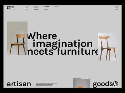 artisan goods - Website Hero Concept branding design ecommerce grey landing page logo minimal modern typography ui web design web site website