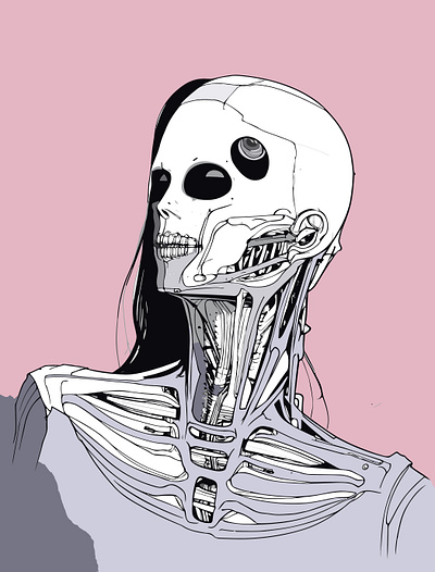 Skull Cyber Girl adobe illustrator cyber design girl skull vector