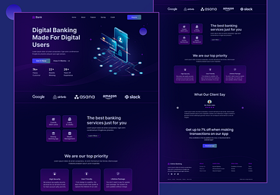 Digital Banking landing page bank website banking landing page digital banking landing pgae digital banking website figma landing page ui user interface