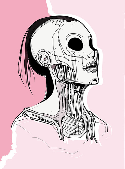 Skull Girl Cyber II adobe illustrator cyber design girl skull vector