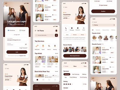 Beauty Service App UI app appointments beauty beauty artist beauty service beautymadeeasy beautyondemand booking creative design haircut ios app makeup manicure minimal mobile ofspace online spa treatment