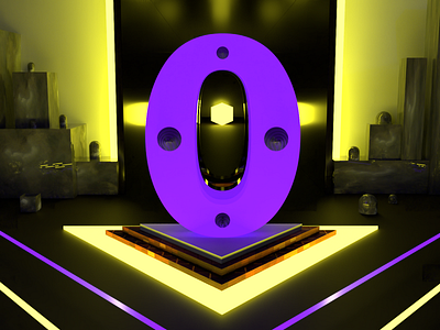 Number 0 - 3D 0 3d adobe design dimension glow illustration light neon number purple triangle yellow