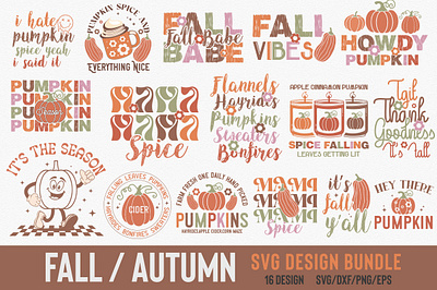 Fall SVG PNG Bundle design