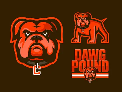 Dawg Pound branding browns bulldog dawg design dog football graphic design illustration logo mascot nfl orange sports