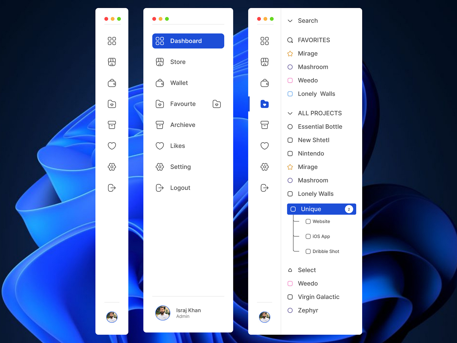 Sidebar UI Element by Israj khan for Mool Technology on Dribbble