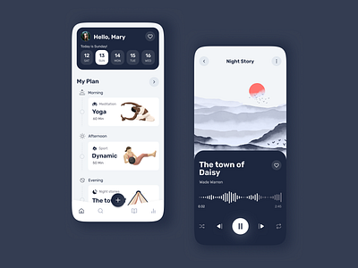 Mental health app android calendar gym health ios meditation mental health mobile app mobile design schedule sport ui ux design wellbeing yoga yoga app