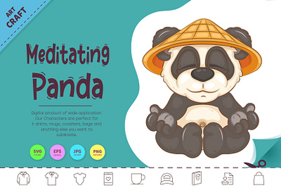 Cartoon Meditating Panda. cartoon