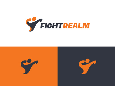 Fight Realm abstract character custom logo dynamic fight fight logo fighter logo fist graphid design illustration logo design logo designer minimal minimalist movement negative space punch simple sports logo visual identity