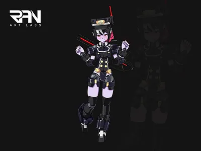 Anime character design streetwear, cyborg, robot, cyberpunk anime art cartoon style character cyberpunk cyborg illustration logo robot streetwear