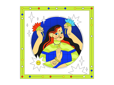Rosy cheeks, red hair, goddess 2d adobe illustrator design editorial flat flat illustration goddess green hindu illustration jewellery jewelry lotos modern parvati postcard poster stylized vector vector illustration