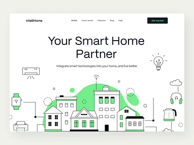 Landing page - Smart home ai clean home station house household landing landing page remote control security site smart home technology ui ui design ux web design website design