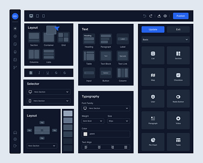 Website Builder UI Elements app branding dashboard design drag and drop builder graphic design illustration page builder page editor typography ui ui element ux web app web builder web editor web page editor web ui element website builder website builder ui